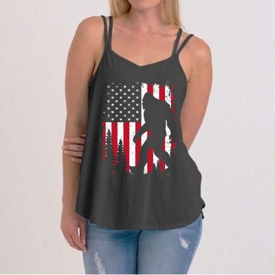 Bigfoot 4th of July American USA Flag Patriotic Women's Strappy Tank