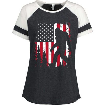 Bigfoot 4th of July American USA Flag Patriotic Enza Ladies Jersey Colorblock Tee