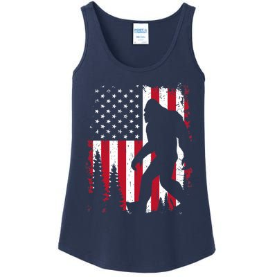 Bigfoot 4th of July American USA Flag Patriotic Ladies Essential Tank