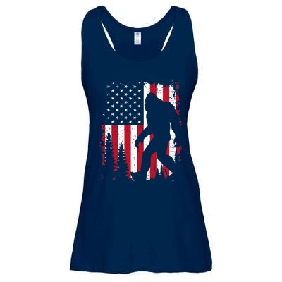 Bigfoot 4th of July American USA Flag Patriotic Ladies Essential Flowy Tank