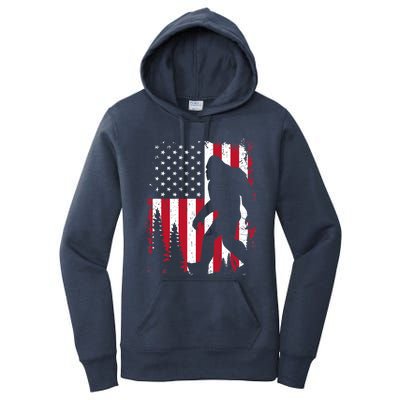 Bigfoot 4th of July American USA Flag Patriotic Women's Pullover Hoodie