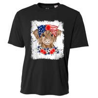 Bleached 4th Of July Long Haired Calf USA Patriotic Cow Cooling Performance Crew T-Shirt