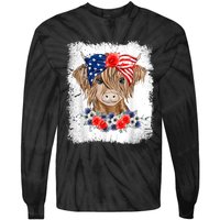 Bleached 4th Of July Long Haired Calf USA Patriotic Cow Tie-Dye Long Sleeve Shirt