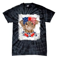 Bleached 4th Of July Long Haired Calf USA Patriotic Cow Tie-Dye T-Shirt