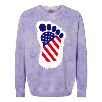 Bigfoot 4th Of July Bigfoot American Flag Colorblast Crewneck Sweatshirt