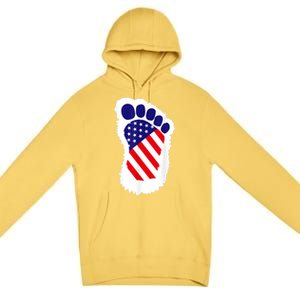 Bigfoot 4th Of July Bigfoot American Flag Premium Pullover Hoodie