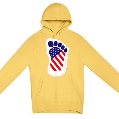 Bigfoot 4th Of July Bigfoot American Flag Premium Pullover Hoodie