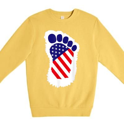 Bigfoot 4th Of July Bigfoot American Flag Premium Crewneck Sweatshirt