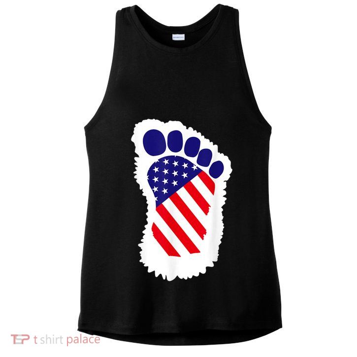 Bigfoot 4th Of July Bigfoot American Flag Ladies PosiCharge Tri-Blend Wicking Tank
