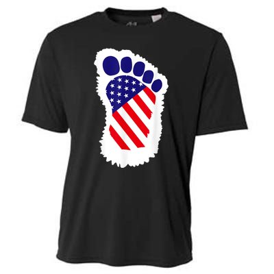 Bigfoot 4th Of July Bigfoot American Flag Cooling Performance Crew T-Shirt