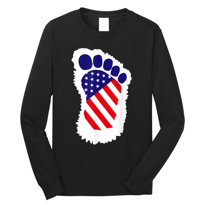 Bigfoot 4th Of July Bigfoot American Flag Long Sleeve Shirt