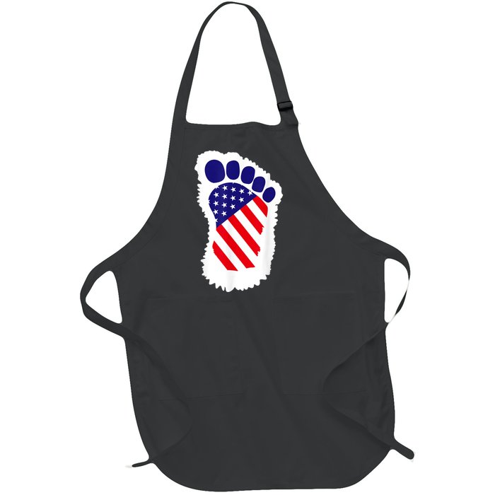 Bigfoot 4th Of July Bigfoot American Flag Full-Length Apron With Pockets