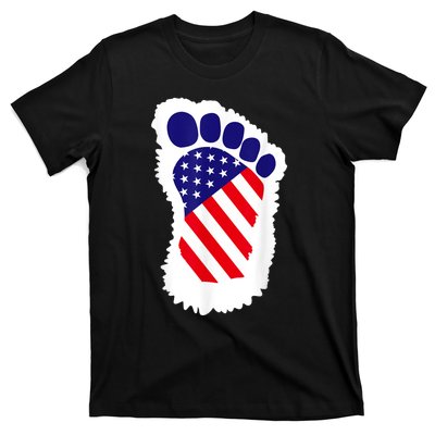 Bigfoot 4th Of July Bigfoot American Flag T-Shirt