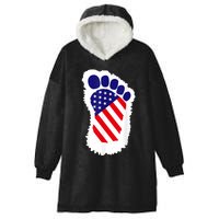 Bigfoot 4th Of July Bigfoot American Flag Hooded Wearable Blanket