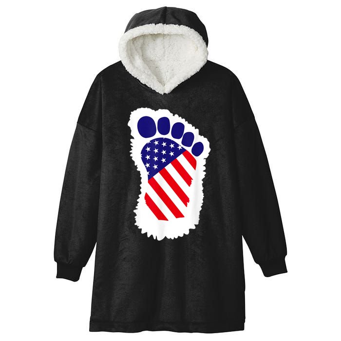 Bigfoot 4th Of July Bigfoot American Flag Hooded Wearable Blanket