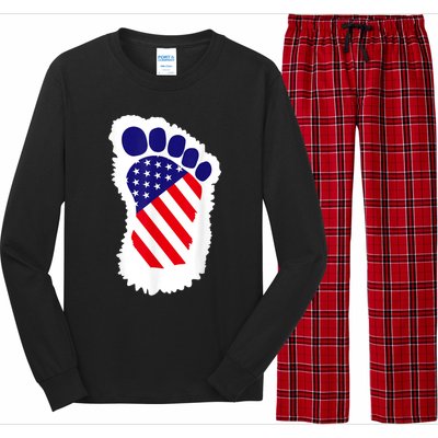 Bigfoot 4th Of July Bigfoot American Flag Long Sleeve Pajama Set