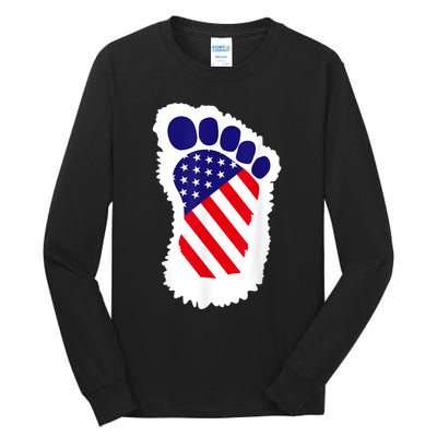 Bigfoot 4th Of July Bigfoot American Flag Tall Long Sleeve T-Shirt