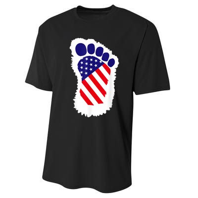 Bigfoot 4th Of July Bigfoot American Flag Performance Sprint T-Shirt