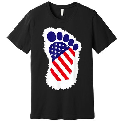 Bigfoot 4th Of July Bigfoot American Flag Premium T-Shirt