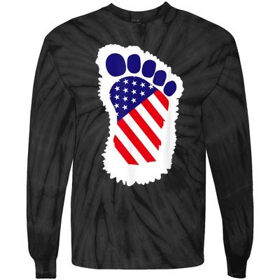 Bigfoot 4th Of July Bigfoot American Flag Tie-Dye Long Sleeve Shirt