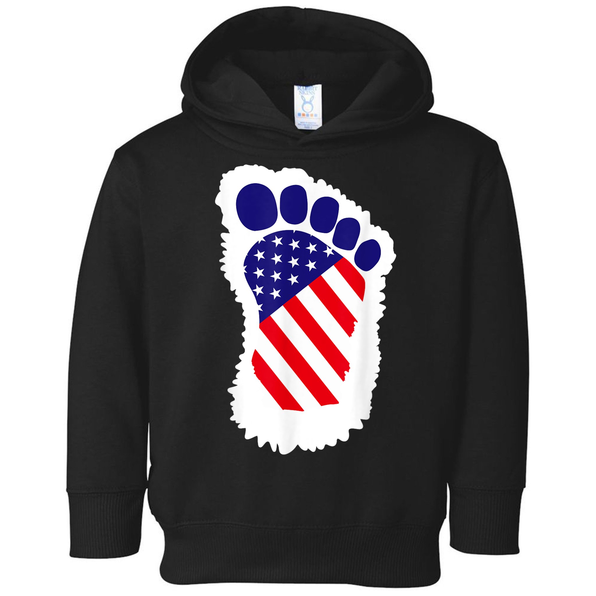 Bigfoot 4th Of July Bigfoot American Flag Toddler Hoodie