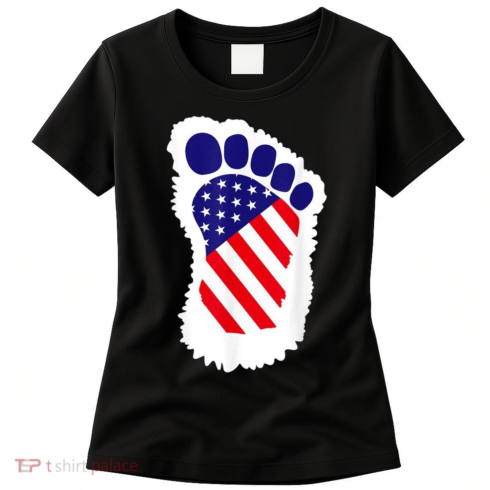 Bigfoot 4th Of July Bigfoot American Flag Women's T-Shirt
