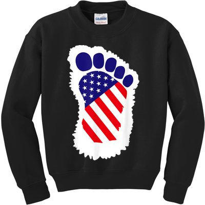Bigfoot 4th Of July Bigfoot American Flag Kids Sweatshirt