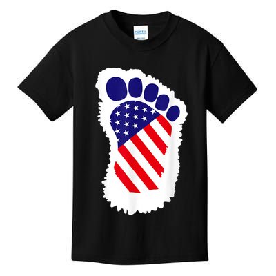 Bigfoot 4th Of July Bigfoot American Flag Kids T-Shirt