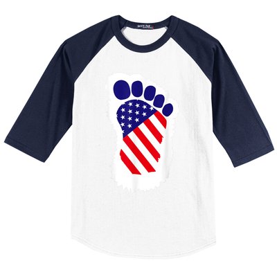 Bigfoot 4th Of July Bigfoot American Flag Baseball Sleeve Shirt