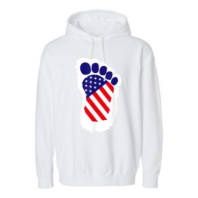 Bigfoot 4th Of July Bigfoot American Flag Garment-Dyed Fleece Hoodie