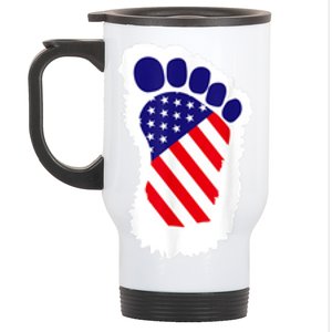 Bigfoot 4th Of July Bigfoot American Flag Stainless Steel Travel Mug