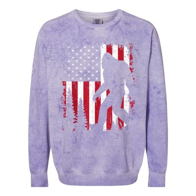 Bigfoot 4th Of July American Usa Flag Patriotic Colorblast Crewneck Sweatshirt