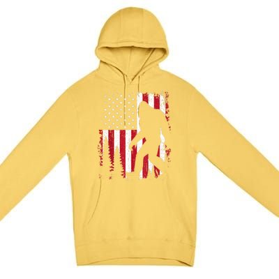 Bigfoot 4th Of July American Usa Flag Patriotic Premium Pullover Hoodie