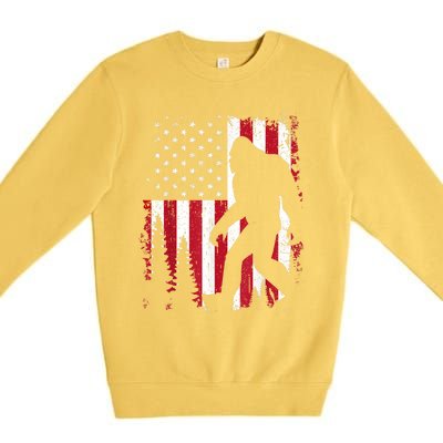 Bigfoot 4th Of July American Usa Flag Patriotic Premium Crewneck Sweatshirt