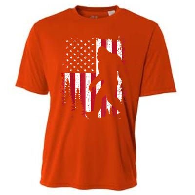 Bigfoot 4th Of July American Usa Flag Patriotic Cooling Performance Crew T-Shirt