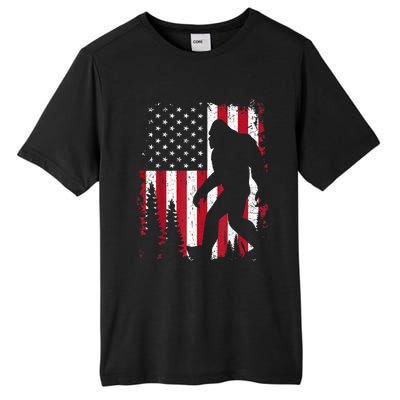 Bigfoot 4th Of July American Usa Flag Patriotic Tall Fusion ChromaSoft Performance T-Shirt