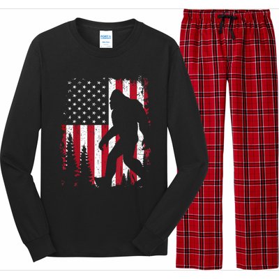 Bigfoot 4th Of July American Usa Flag Patriotic Long Sleeve Pajama Set