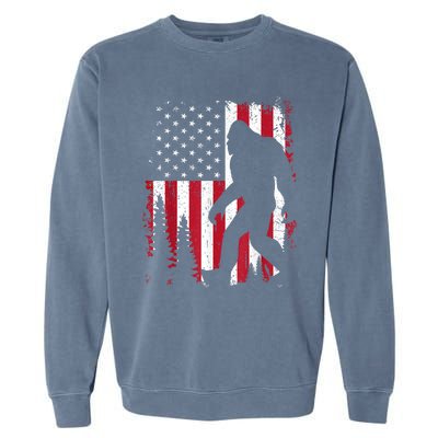 Bigfoot 4th Of July American Usa Flag Patriotic Garment-Dyed Sweatshirt