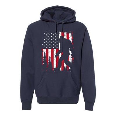 Bigfoot 4th Of July American Usa Flag Patriotic Premium Hoodie