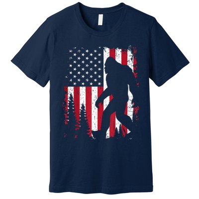 Bigfoot 4th Of July American Usa Flag Patriotic Premium T-Shirt