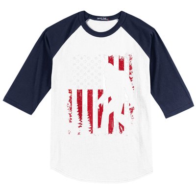 Bigfoot 4th Of July American Usa Flag Patriotic Baseball Sleeve Shirt