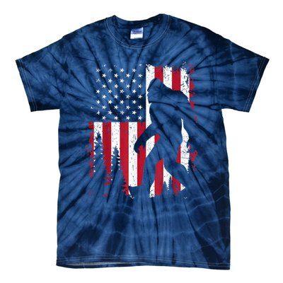 Bigfoot 4th Of July American Usa Flag Patriotic Tie-Dye T-Shirt