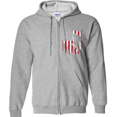 Bigfoot 4th Of July American Usa Flag Patriotic Full Zip Hoodie