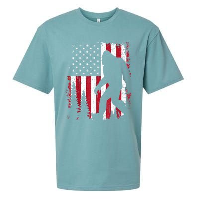 Bigfoot 4th Of July American Usa Flag Patriotic Sueded Cloud Jersey T-Shirt