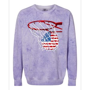 Basketball 4th Of July American Flag Patriotic Colorblast Crewneck Sweatshirt