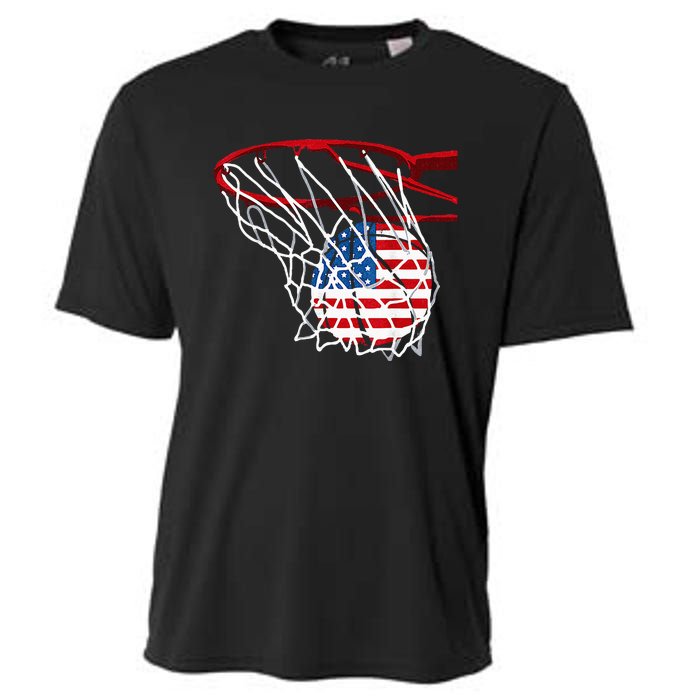 Basketball 4th Of July American Flag Patriotic Cooling Performance Crew T-Shirt