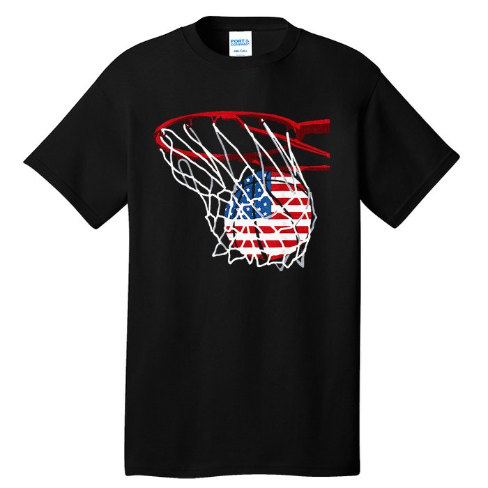 Basketball 4th Of July American Flag Patriotic Tall T-Shirt