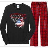 Basketball 4th Of July American Flag Patriotic Long Sleeve Pajama Set