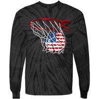 Basketball 4th Of July American Flag Patriotic Tie-Dye Long Sleeve Shirt