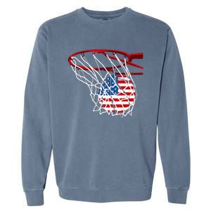 Basketball 4th Of July American Flag Patriotic Garment-Dyed Sweatshirt